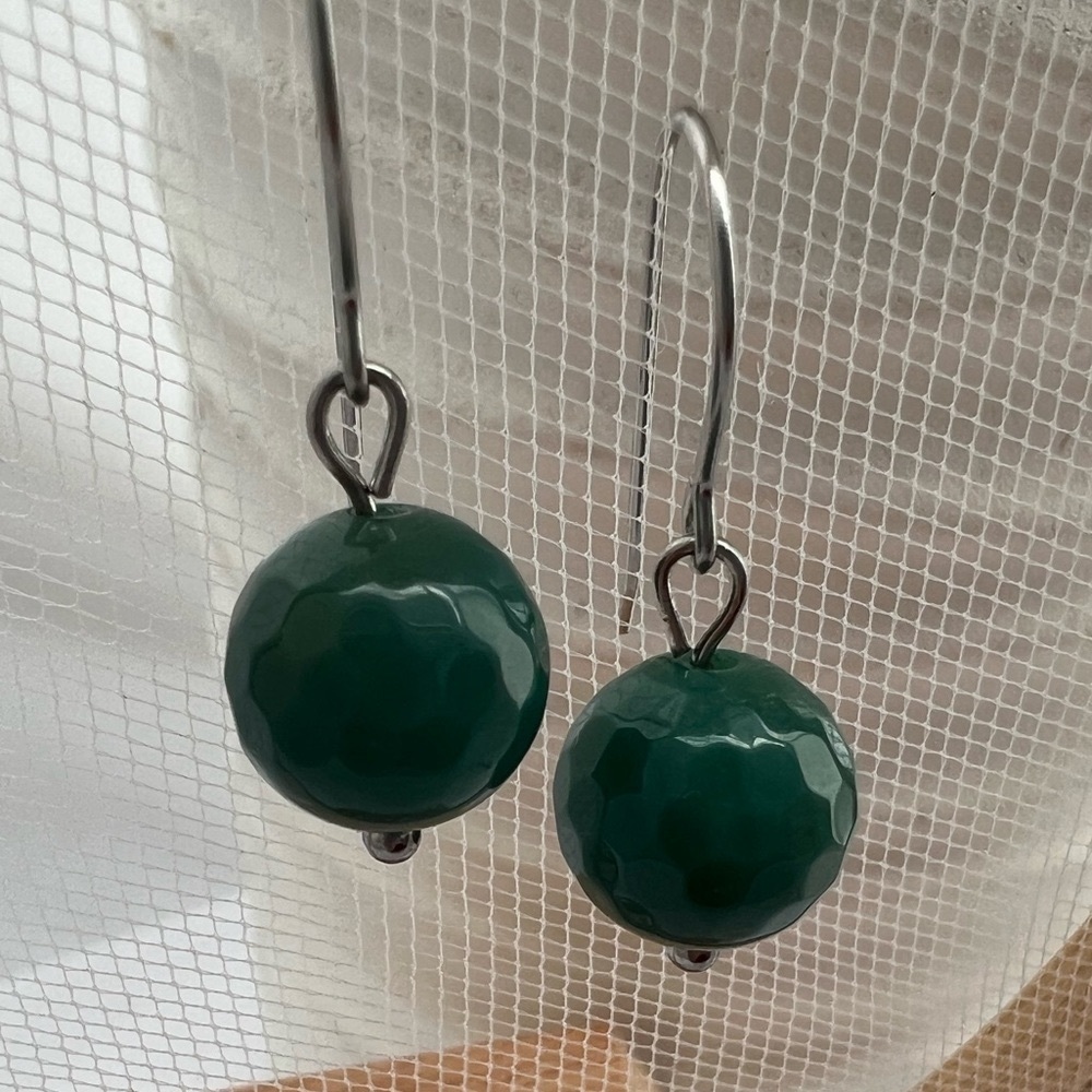 FOREST Green Agate Stainless Steel Drop Earrings - Picture 3 of 13